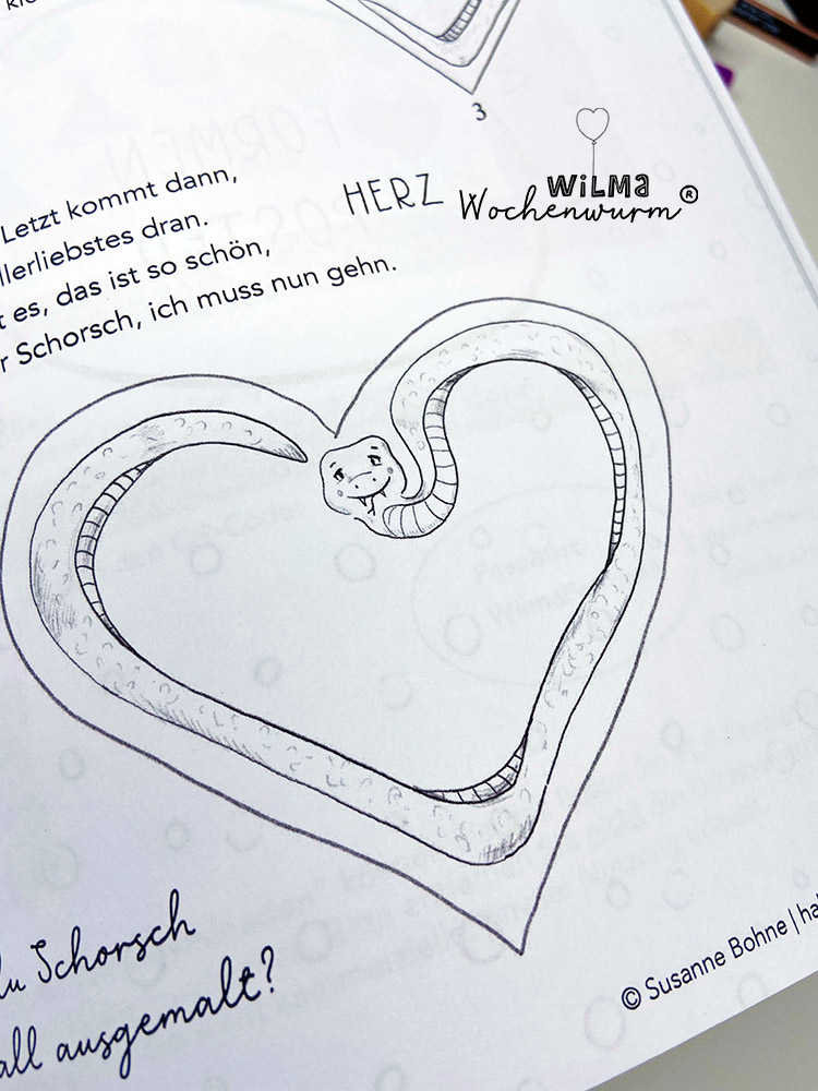Lerngeschichten mit Wilma Wochenwurm das wurmstarke Vorschulbuch Formen lernen Schlange Schorsch Susanne Bohne