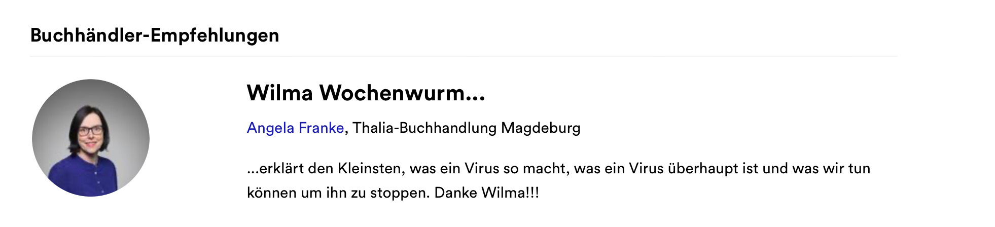 Wilma Wochenwurm erklärt Virus und Co Buchhändlerempfehlung Susanne Bohne