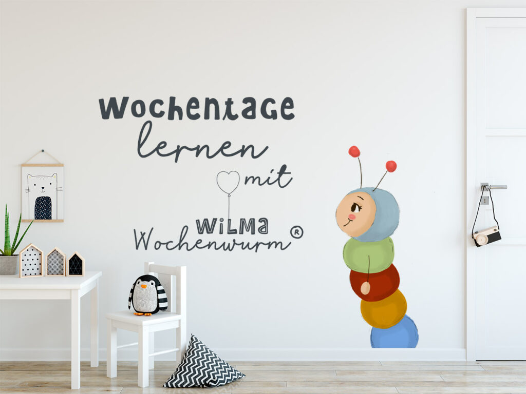 Wochentage lernen mit Wilma Wochenwurm Kindergarten Montessori Kita Lerngeschichte Geschichte Gedicht