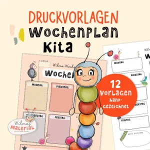 Druckvorlage Wochenplan Vorlage Kita zum Ausdrucken Wilmas Material Kindergarten