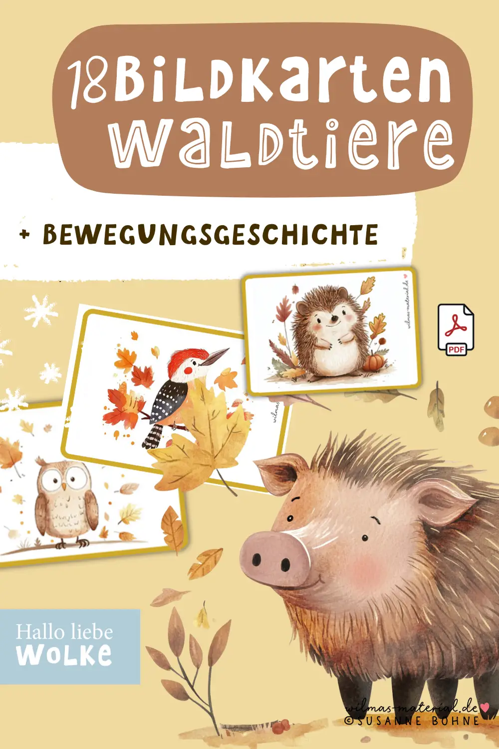 Bewegungsspiel für Kindergarten im Herbst von Wilma Wochenwurm mit Bildkarten Tiere